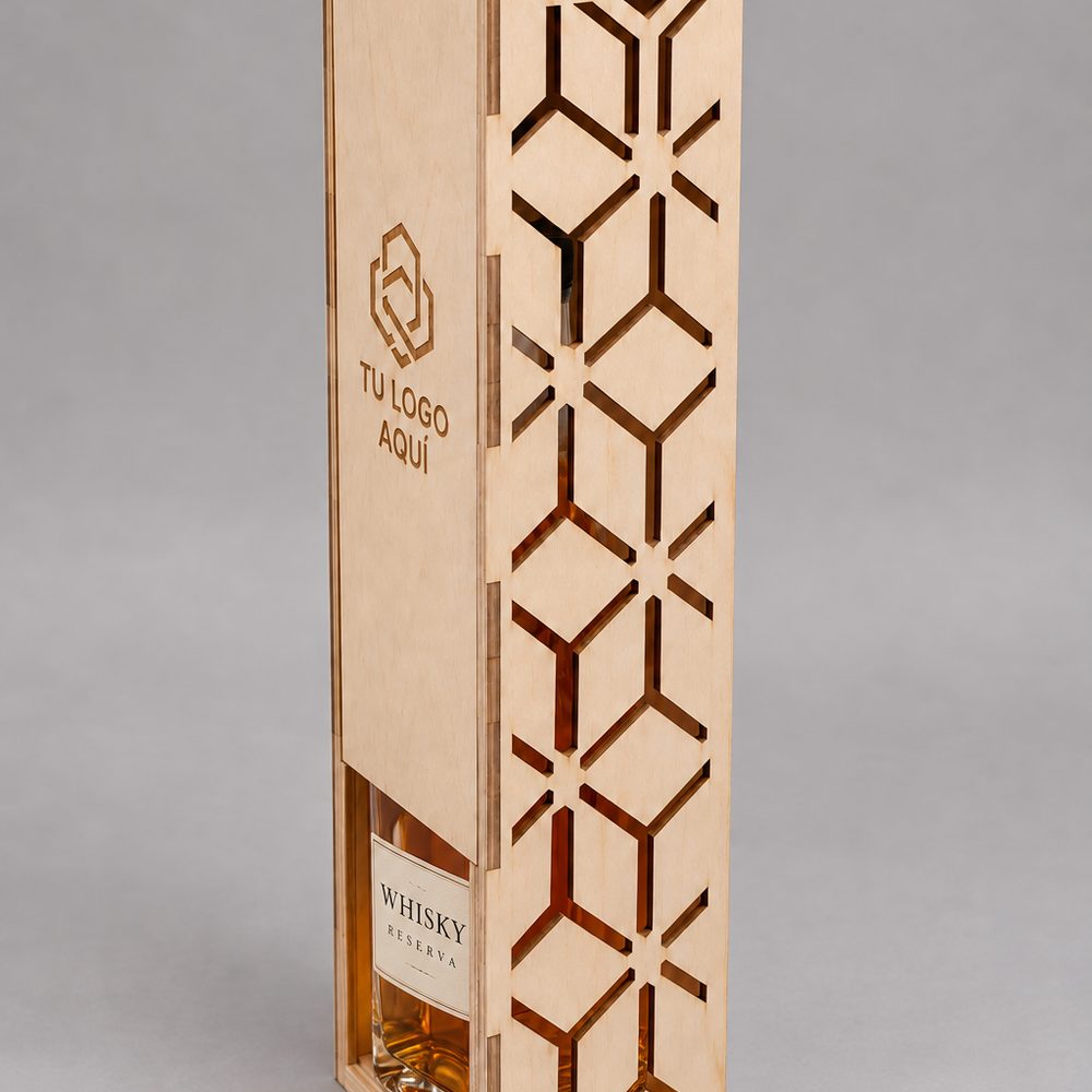 Caja de vino o botella, madera grabada · foto 5